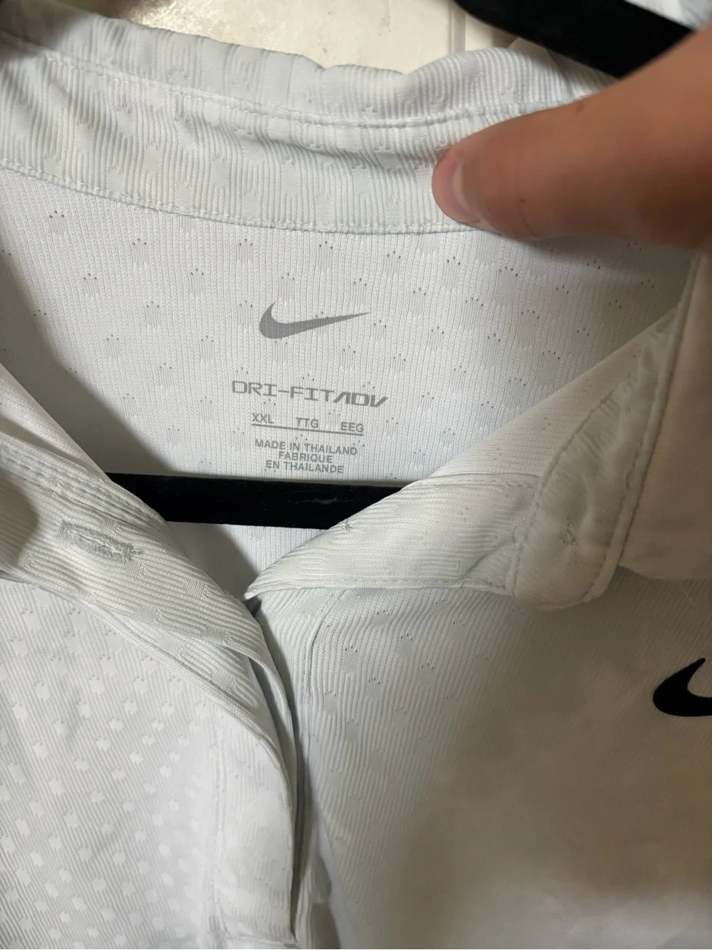 Nike Men’s Vintage Light Gray/White Polo with Front & Back Swoosh Black Logo